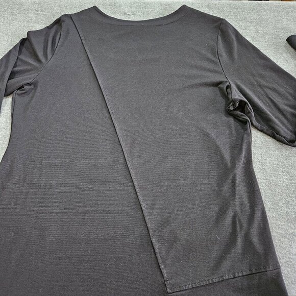 Robert Kitchen Top Womens L Black Tunic LS Round Neck Relaxed Lagenlook Goth - Picture 10 of 12